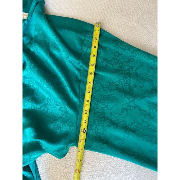 VTG Victoria Secret Gold Label Robe Women's Emerald Green L Floral Satin Fairy - Picture 15 of 16